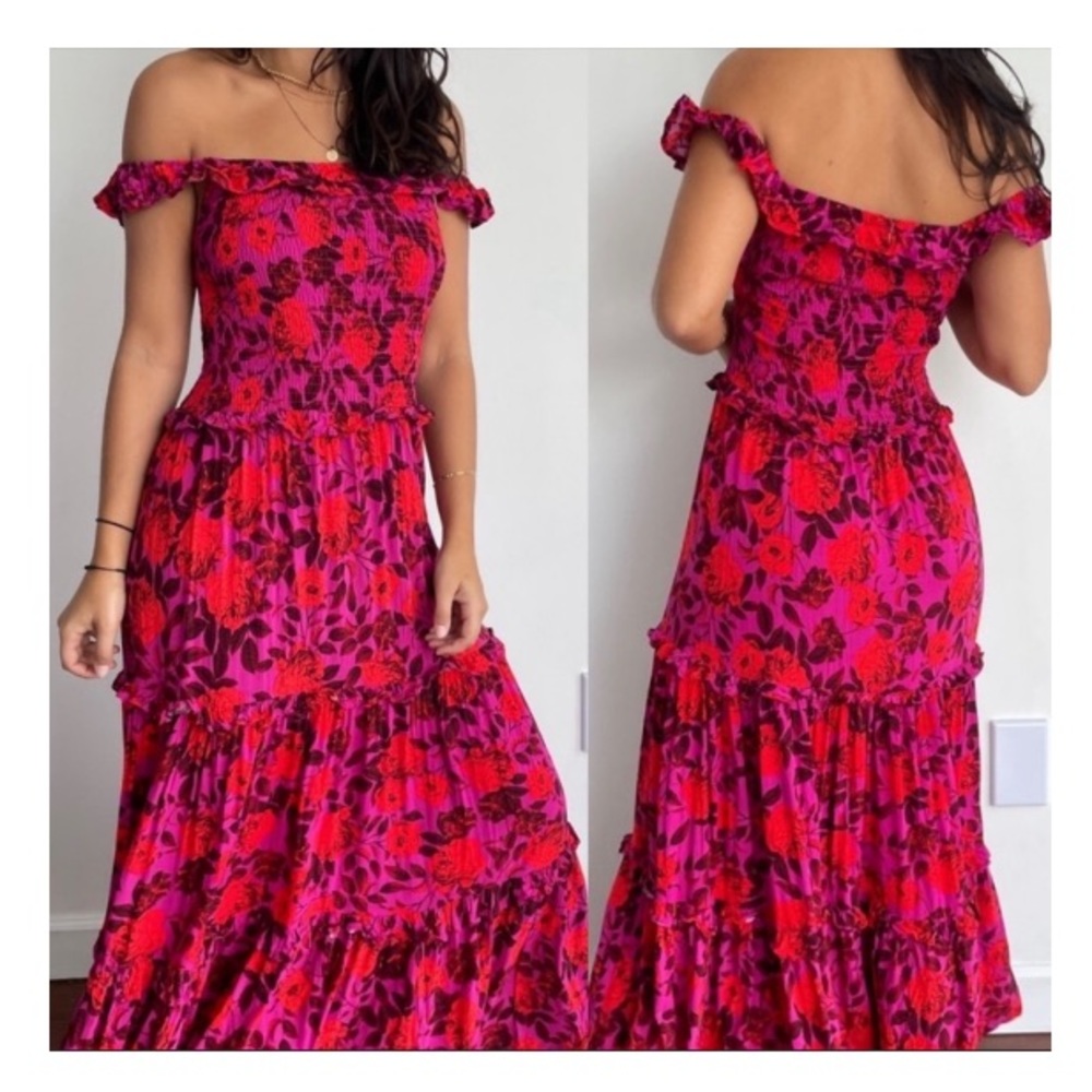 Anthropologie ‘Abel the Label’ Reign Smocked Floral Tiered Layer Ruffle Maxi XS - Picture 11 of 11